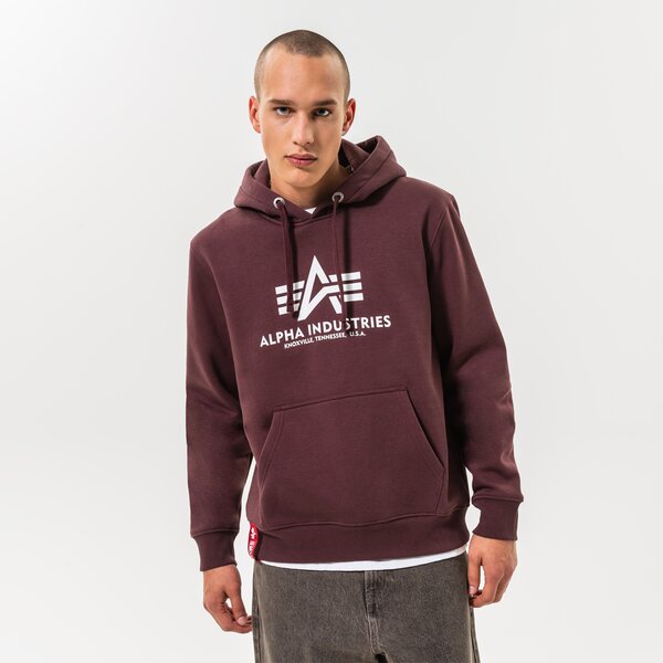 Bluzy ALPHA INDUSTRIES BLUZA Z KAPTUREM BASIC (178312-21) Bordowy
