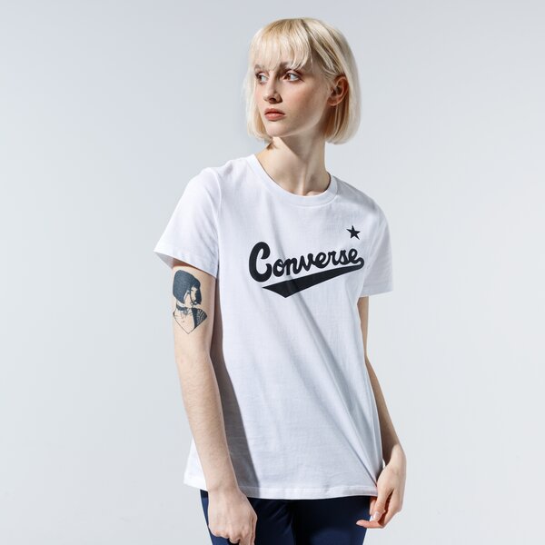 Koszulki CONVERSE T-SHIRT WMN NOVA CENTER FRONT LOGO TEE (10018268-A04) Biały
