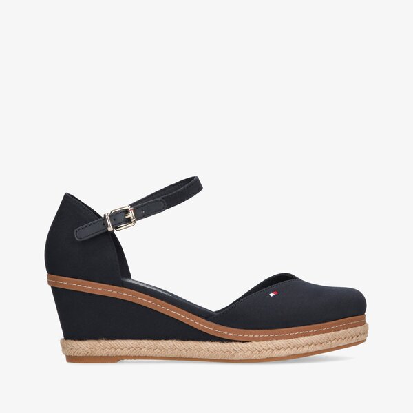 Sandały TOMMY HILFIGER BASIC CLOSED TOE MID WEDGE (FW0FW04787DW5) Granatowy