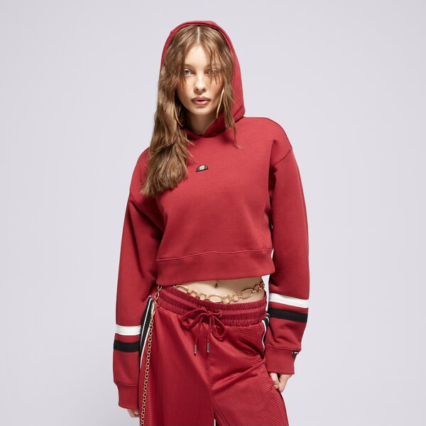 Bluzy ELLESSE BLUZA Z KAPTUREM BARNES BRGND CROPPED HOODY (SGV20145800) Bordowy