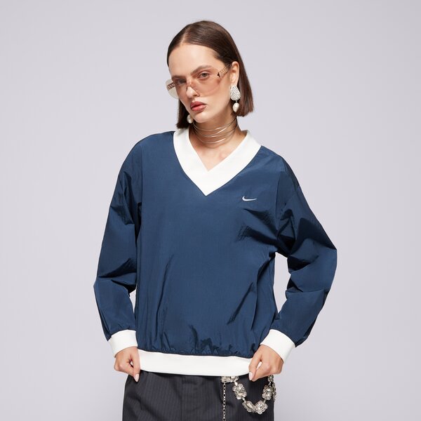 Bluzy NIKE BLUZA W NSW ESSTL WVN UV LS VNCK CRW (FV7649-480) Granatowy