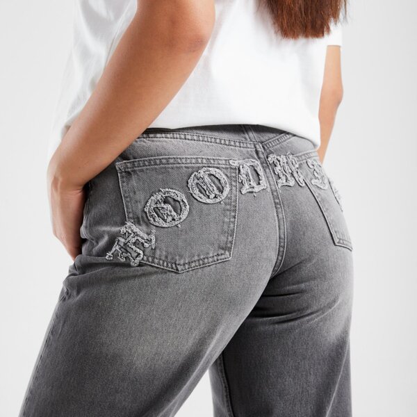 HOODRICH SPODNIE LOGO APLIQ JEAN BLK (HW04240302)