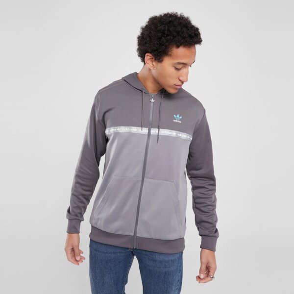 Bluzy ADIDAS BLUZA ROZPINANA Z KAPTUREM FZ TAPE HD (JM1179) Szary